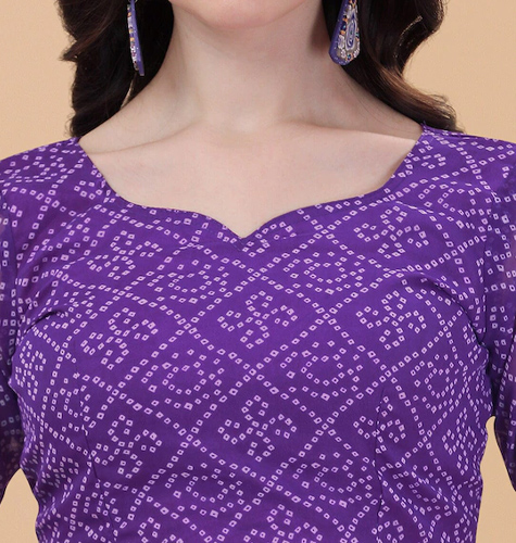 Purple & White Printed Semi-Stitched Lehenga & Unstitched Blouse With Dupatta